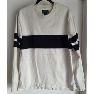 J.Crew Always Sweatshirt Men's S Striped Cream Cotton Pullover Blokecore